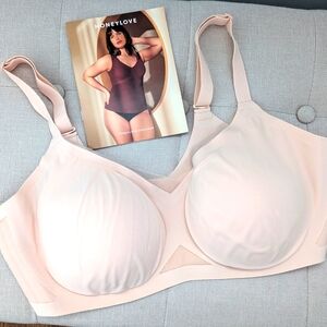 NWOT, HoneyLove blush pink bra, wireless, size 1X (= approx 36-38DD)
